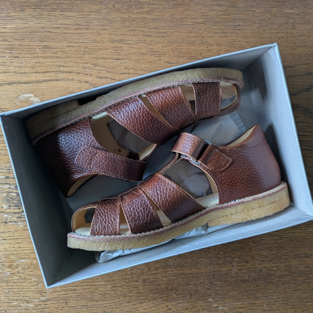 Angulus Kids Leather Fisherman Sandals - Cognac